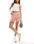 Labelrail x Olivia Grace Herring sequin mesh layered mini skirt in peachy pink