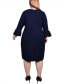 Фото #1 товара Plus Size 3/4 Length Imitation-Pearl Detail Dress