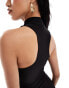 Фото #2 товара Kaiia slinky racer neck bodycon mini dress in black