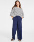 Фото #1 товара Women's Double-Weave Wide-Leg Pants, Regular and Short Length, Created for Macy's