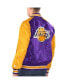 Фото #2 товара Men's Purple, Gold Los Angeles Lakers Renegade Satin Full-Snap Varsity Jacket