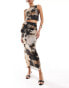 New Look co-ord mesh tie dye midi skirt in abstract pattern Черный, 46 - фото #5