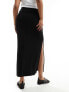 Stradivarius STR midi skirt with side split in black