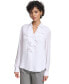 ფოტო #1 პროდუქტის Women's Ruffle-Front Long-Sleeve Shirt