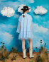 Фото #4 товара Sister Jane tie front micro heart mini dress in powder blue