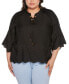 Фото #1 товара Black Label Plus Size Raglan 3/4-Sleeve Embroidered Top