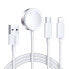 Фото #1 товара 3w1 Kabel przewód USB-A z ładowarka indukcyjną + 1x iPhone Lightning + 1x USB-C 1.2m biały