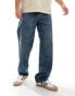 Jack & Jones eddie baggy worker jean in mid blue wash