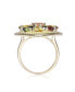 Фото #3 товара Sterling Silver 14K Gold Plated Multi Color Cubic Zirconia Accent Flower Setting Ring