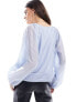 Vila sheer button through blouse in blue pin stripe