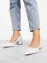 ASOS DESIGN Wide Fit Saint block mid heeled shoes in off white croc