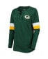 ფოტო #3 პროდუქტის Women's Green Green Bay Packers Athletic Varsity Lace-Up Long Sleeve T-shirt