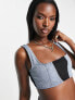 Фото #4 товара ASOS DESIGN co-ord denim top with mesh detail in blue