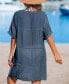 ფოტო #3 პროდუქტის Women's Tan Loose-Fit V-Neck Cover-Up Dress