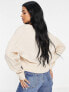 Фото #2 товара ASOS DESIGN Tall button through fluffy boxy cardi in oatmeal
