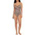 Time and Tru One Piece Swimsuit Medium Women's Animal Pull-on Style V-Neckline