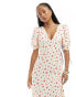 Фото #8 товара Glamorous v neck midi tea dress in red daisy print