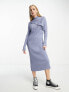 Фото #1 товара Object knitted midi dress in blue