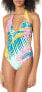 Фото #1 товара Trina Turk 273309 Women's V-Plunge One Piece Swimsuit, Multi//Terra Nostra, 6