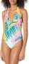 Trina Turk 273309 Women's V-Plunge One Piece Swimsuit, Multi//Terra Nostra, 6