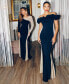 Фото #5 товара Women's Two-Tone Long-Sleeve Jersey-Knit Gown