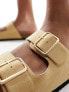 Glamorous Wide Fit double strap footbed sandals in taupe