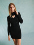 Фото #3 товара Miss Selfridge heart cut out knit rib mini dress in black