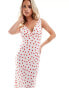 Фото #2 товара Miss Selfridge Petite v neck wide strap maxi slip dress in red polka dot