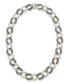 ფოტო #3 პროდუქტის Marcasite and Crystal Pave Oval Interlocking 18" Necklace in Sterling Silver