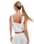 Фото #3 товара Brave Soul lace trim button up vest in white