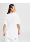 Sportswear Oversized T-shirt Unisex Nakış Swooslu Beyaz Tişört Dh