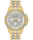 ფოტო #1 პროდუქტის Men's Crystal Accented Gold-Tone Stainless Steel Bracelet Watch 43mm
