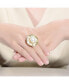 ფოტო #3 პროდუქტის Sterling Silver 14K Gold Plated with Genuine Freshwater Pearl Floral Ring