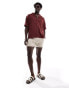 Abercrombie & Fitch linen blend short sleeve shirt in dark red