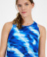 Фото #3 товара Women's Shibori Wave Mesh Racerback Tank Top, Created for Macy's