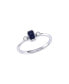 ფოტო #1 პროდუქტის Emerald Sapphire Gemstone Round Natural Diamond 14K White Gold Birthstone Ring