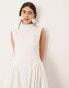 ASOS EDITION high neck drop waist puffball midi dress in white