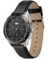 ფოტო #2 პროდუქტის Men's Chronograph Boston Black Leather Strap Watch 42mm