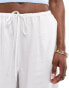 ASOS DESIGN drawstring waist twill wide leg trouser in ivory Бежевый, L - EU 44-46 - фото #5