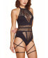 Фото #2 товара Women’s One Sized Seamless 1PC Bodysuit Lingerie with Garter Straps