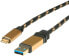 Фото #4 товара ROLINE 11.88.9013 - 1 m - USB A - USB C - USB 3.2 Gen 2 (3.1 Gen 2) - Male/Male - Black - Gold