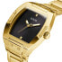 GUESS Men's Trend Casual Tonneau Diamond 43mm Watch Black Dial Gold-Tone Stai...