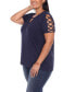 Фото #5 товара Plus Size Keyhole Neck Cutout Short Sleeve Top