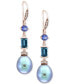 ფოტო #1 პროდუქტის EFFY® Blue Cultured Freshwater Pearl (12 x 10mm), Multi-Gemstone (1-3/4 ct. t.w.) & Diamond (1/8 ct. t.w.) Drop Earrings in 14k Rose Gold