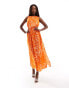 AX Paris sleeveless cut out midi dress in orange zebra print Blutorange, 40 - фото #4