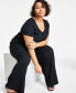 Trendy Plus Size Textured Wide-Leg Pants, Created for Macy's