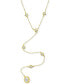 Cubic Zirconia Bezel Lariat Necklace in 14k Gold-Plated Sterling Silver, 18" + 2" extender