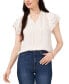 ფოტო #1 პროდუქტის Women's Tie Neck Short Flutter-Sleeve Blouse