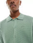 GANT button through textured cotton knit polo shirt in light green