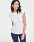 ფოტო #1 პროდუქტის Women's Solid Zip-Shoulder Blouse, Created for Macy's